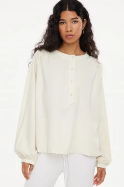 LACAUSA CLOTHING TOPS Raw Silk Henley