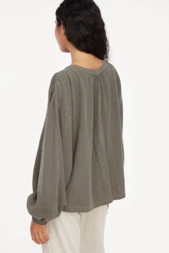LACAUSA CLOTHING TOPS Raw Silk Henley 8 LACAUSA CLOTHING TOPS Raw Silk Henley